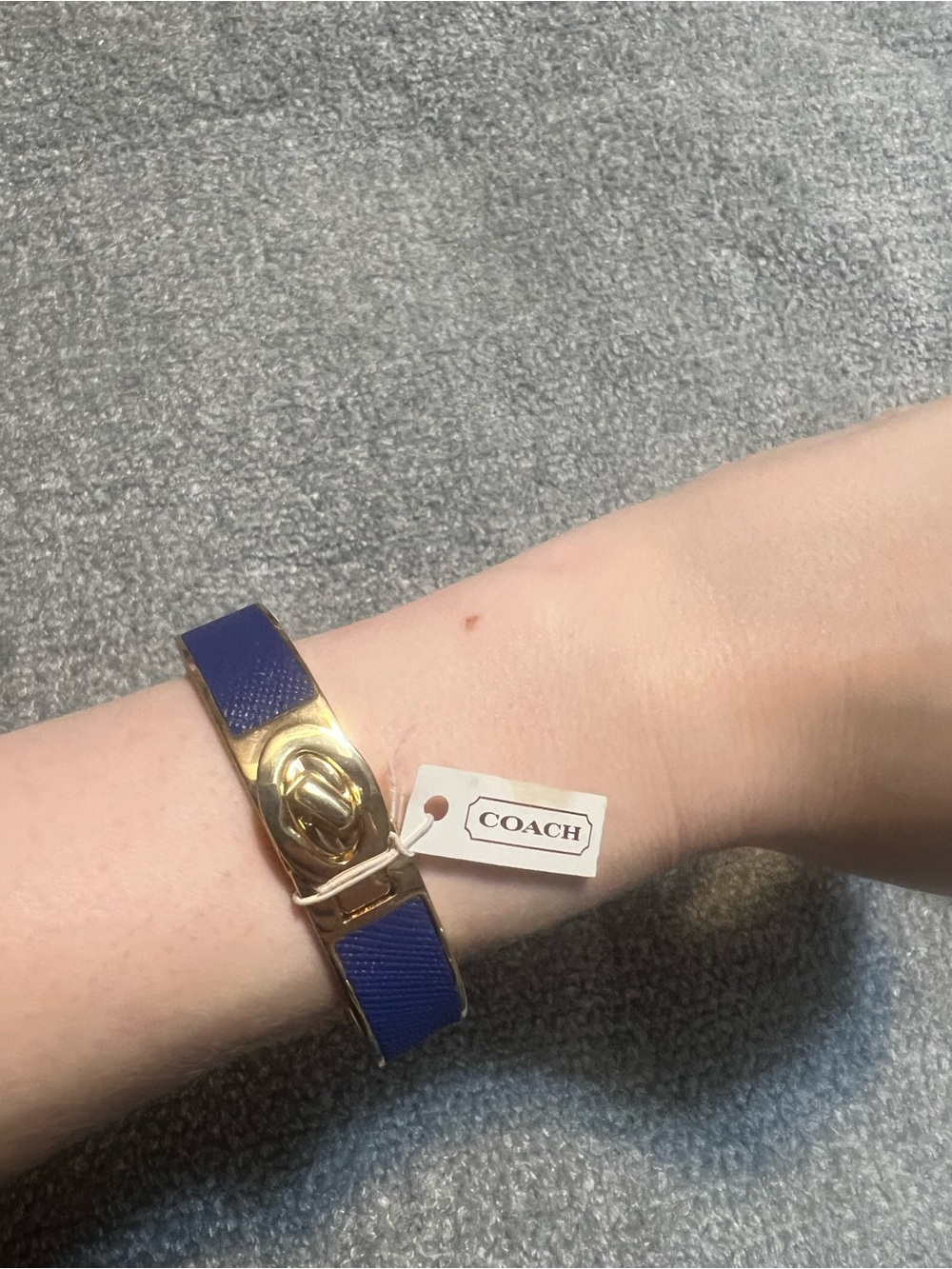 Coach Signature Push Hinged Enamel Leather Bangle Bracelet